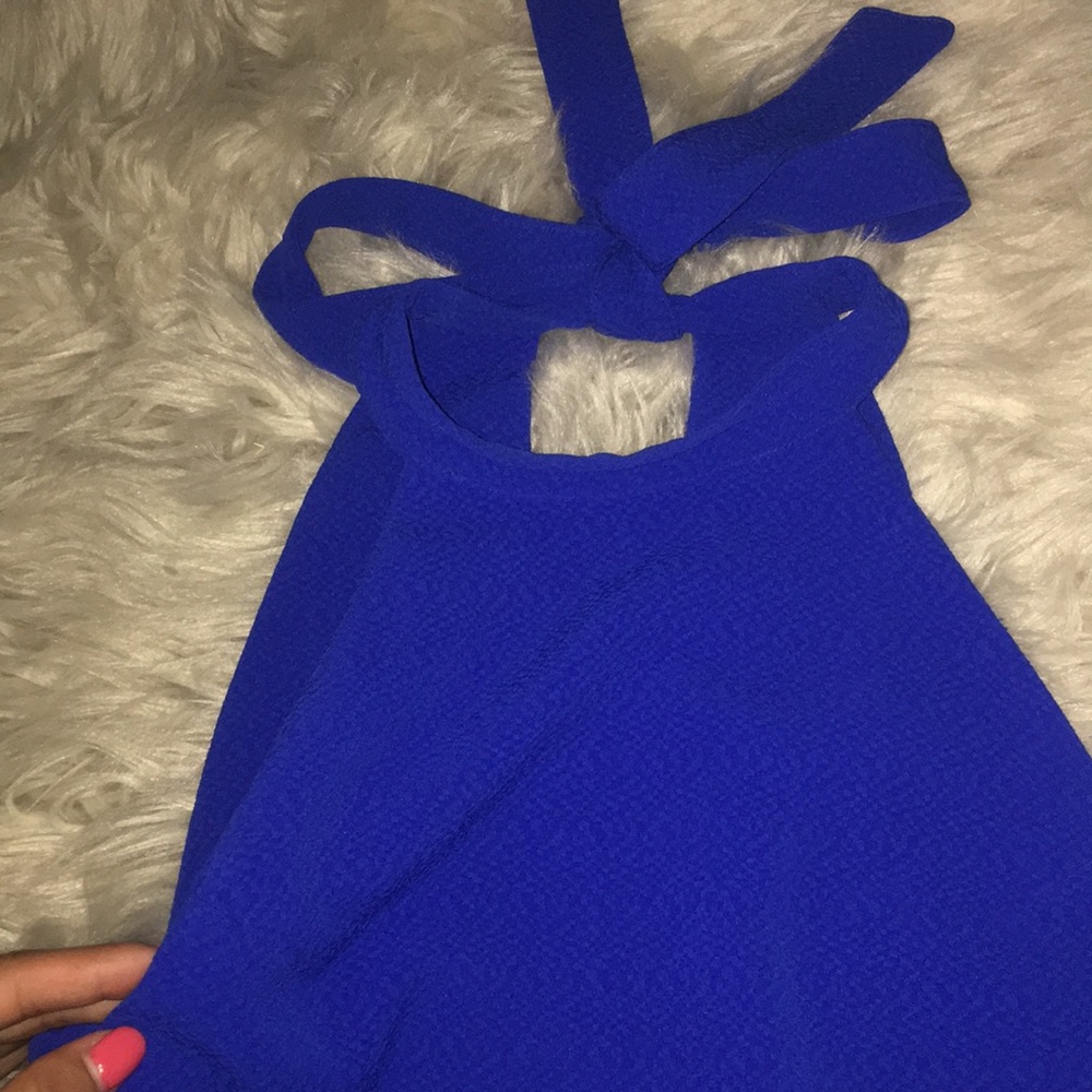 Backless J.O.A Crop top bow tie blue pink open - Picture 3 of 7